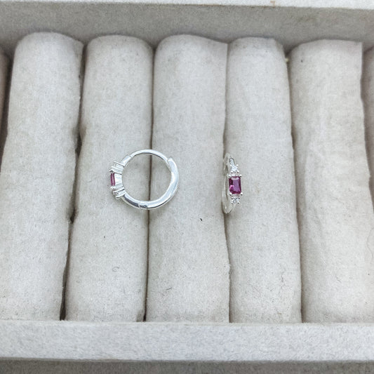 Julia - Pink Gem huggie hoops