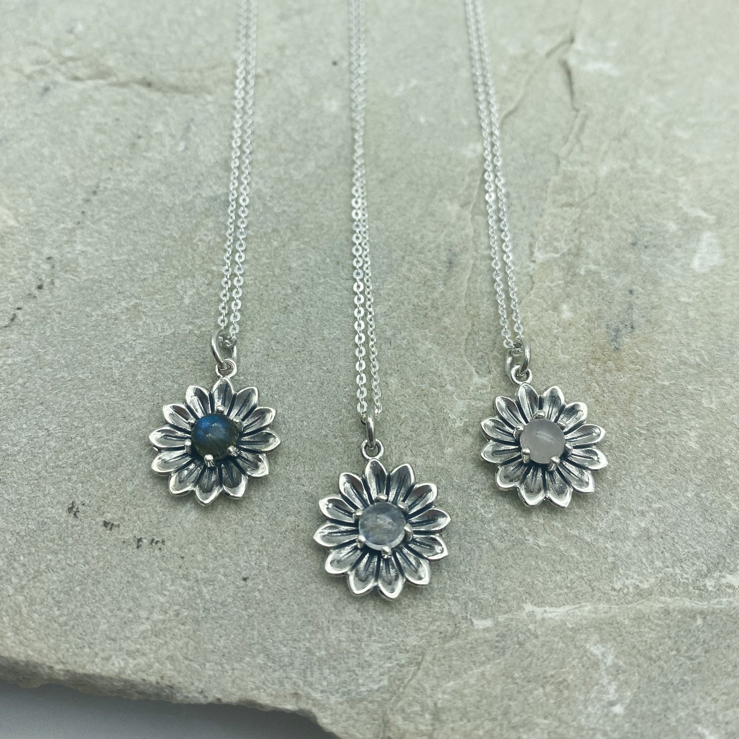 Sunflower necklace - various gemstones