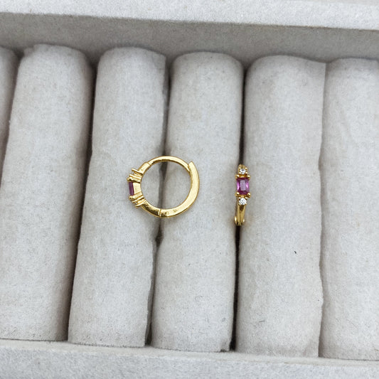 Julia - Pink Gem huggie hoops