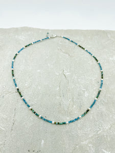 Blue lagoon beaded necklace.